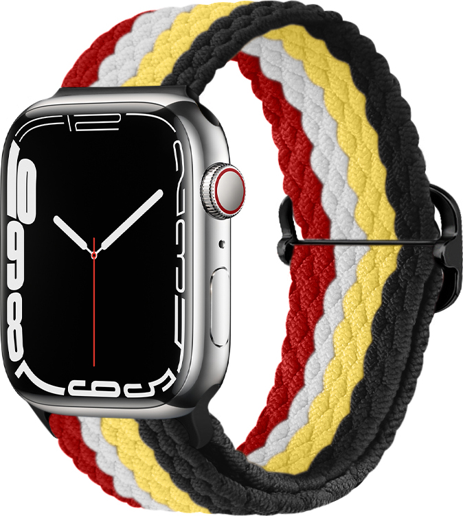 Pletený řemínek se sponou pro Apple Watch 42/44/45/46/49mm Barevná varianta: Červeno-žluto-černý