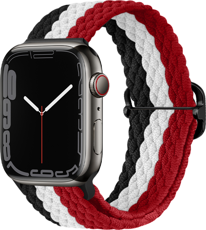 Pletený řemínek se sponou pro Apple Watch 42/44/45/46/49mm Barevná varianta: Černo-bílo-červený