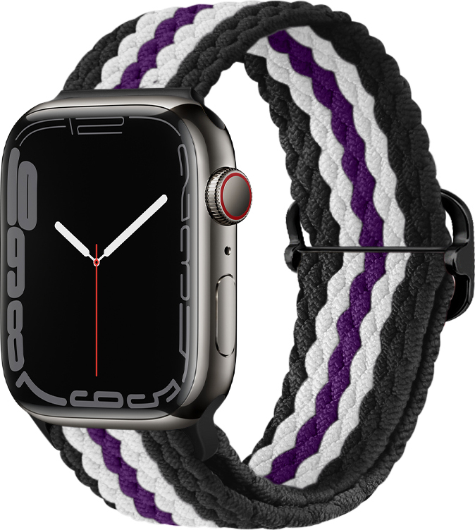 Pletený řemínek se sponou pro Apple Watch 38/40/41/42(S10)mm Barevná varianta: Černo-bílo-fialový