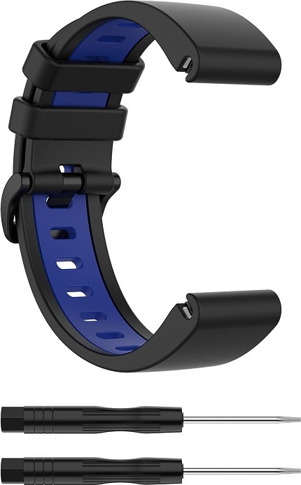 QuickFit silikonový dvojbarevný řemínek s přezkou 20mm Barevná varianta: Černo-Modrý