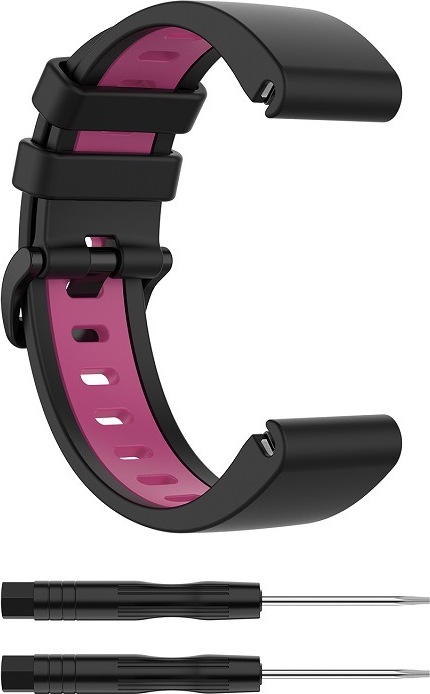 QuickFit silikonový dvojbarevný řemínek s přezkou 22mm Barevná varianta: Černo-fialovorůžový