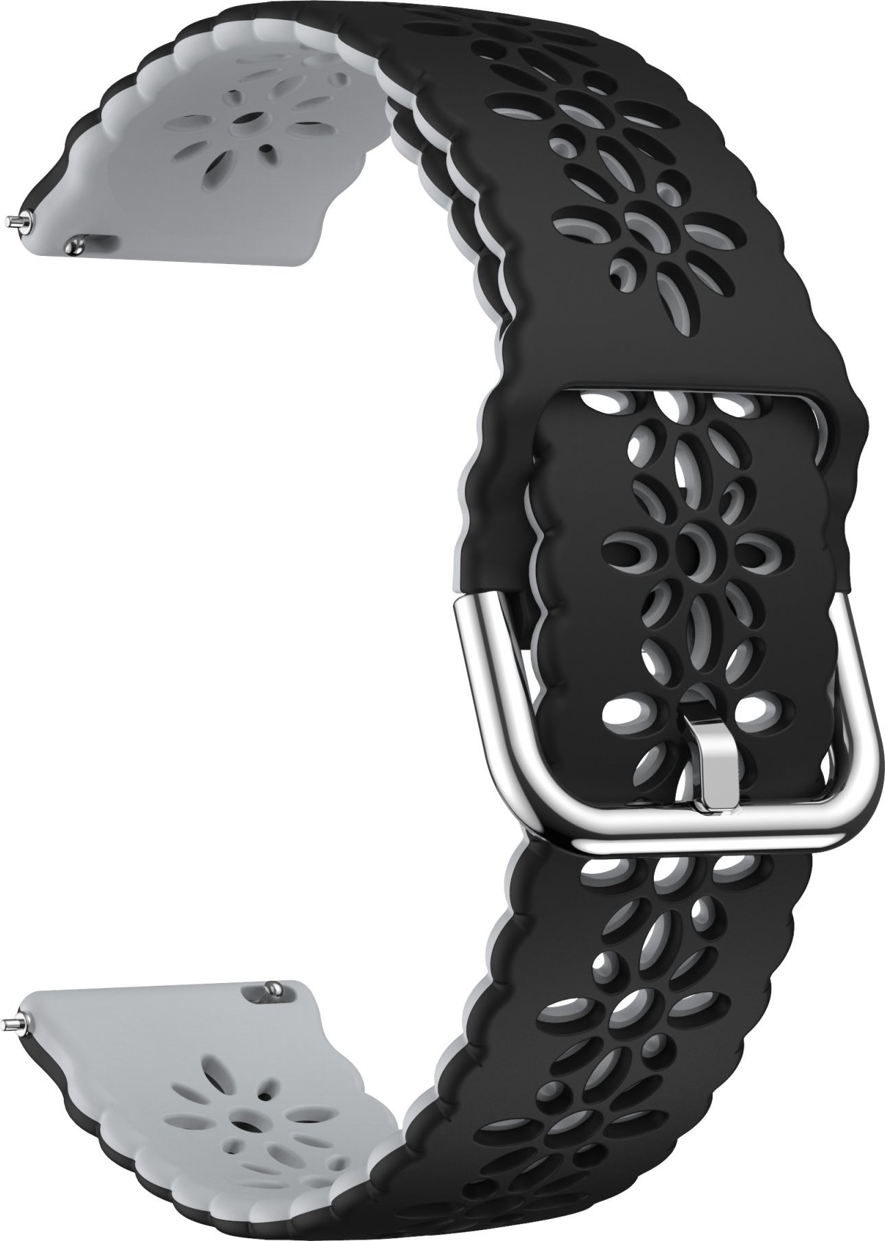 20mm řemínek dvojbarevný s perforováním a přezkovým zapínáním Barevná varianta: Černo-Šedý