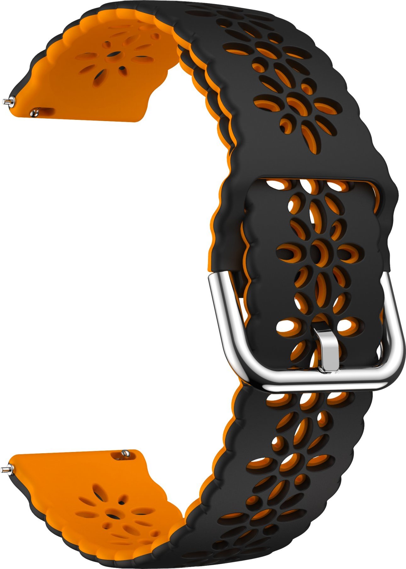 20mm řemínek dvojbarevný s perforováním a přezkovým zapínáním Barevná varianta: Černo-oranžový