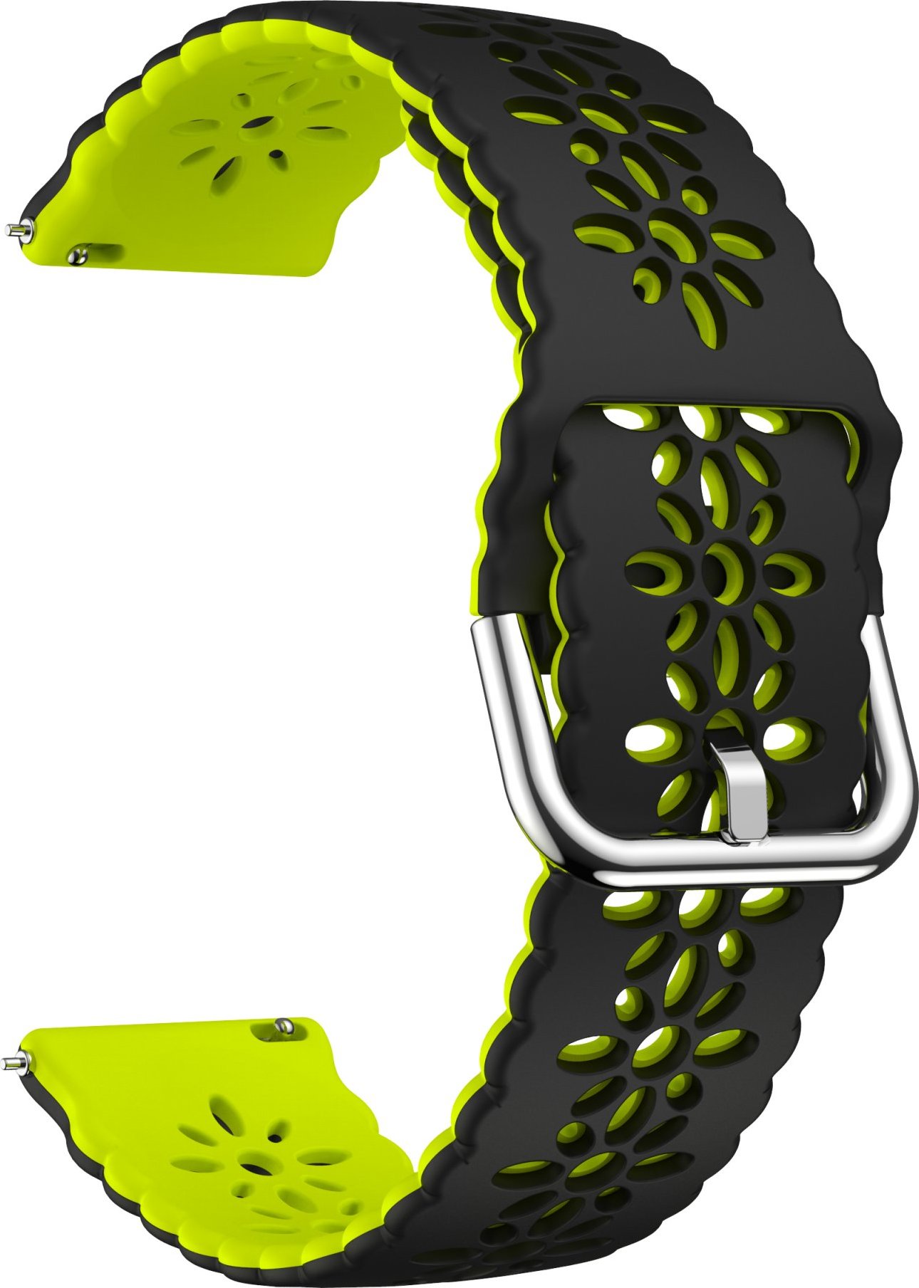 20mm řemínek dvojbarevný s perforováním a přezkovým zapínáním Barevná varianta: Černo-Zelený