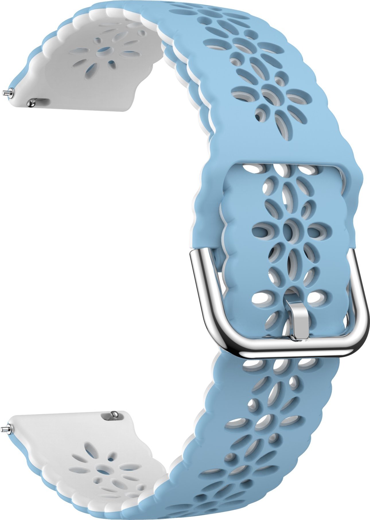 20mm řemínek dvojbarevný s perforováním a přezkovým zapínáním Barevná varianta: Modro-bílý