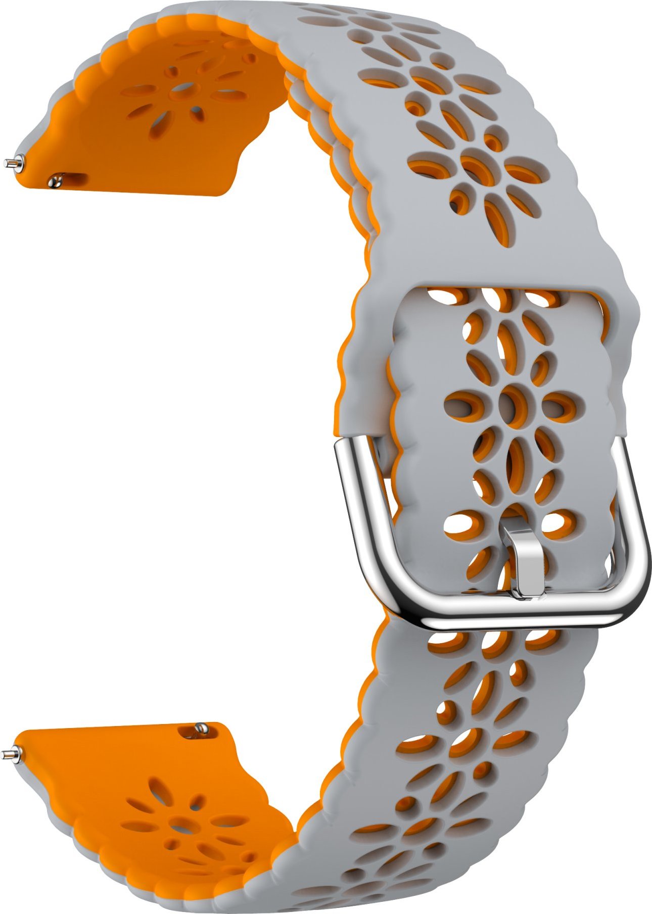 20mm řemínek dvojbarevný s perforováním a přezkovým zapínáním Barevná varianta: Šedo-Oranžový