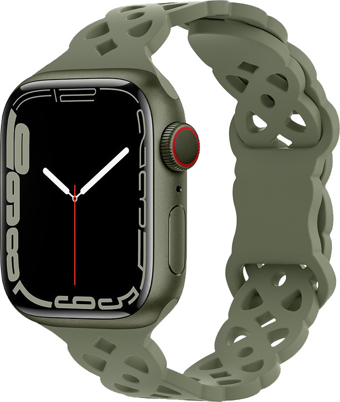 Silikonový úzký perforovaný řemínek pro Apple Watch 38/40/41/42(S10)mm Barevná varianta: Armádně zelený