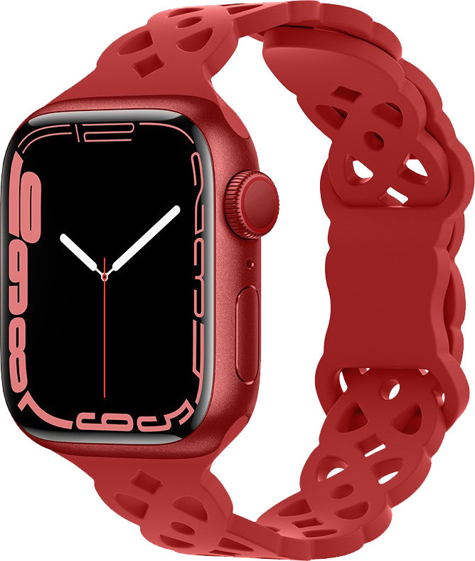 Silikonový úzký perforovaný řemínek pro Apple Watch 42/44/45/46/49mm Barevná varianta: Červený