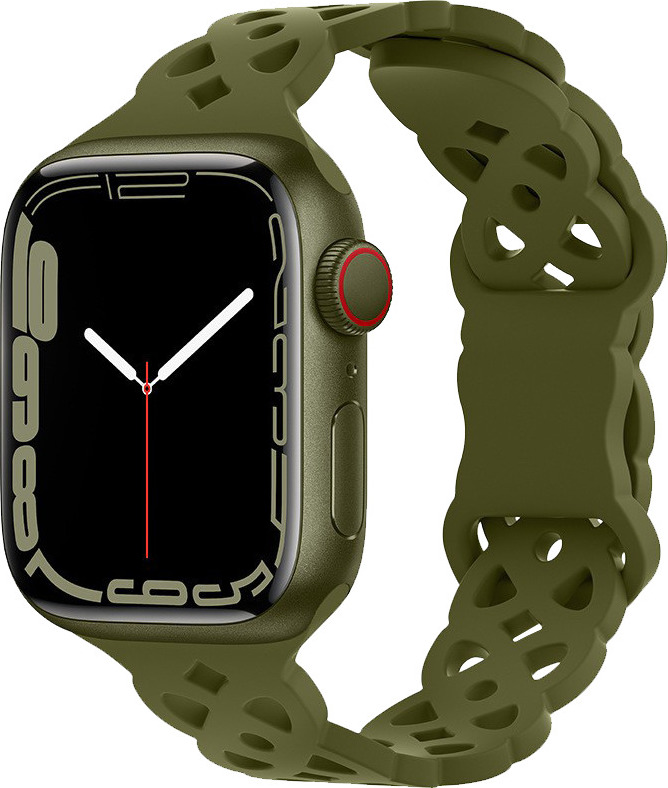 Silikonový úzký perforovaný řemínek pro Apple Watch 42/44/45/46/49mm Barevná varianta: Armádně zelený