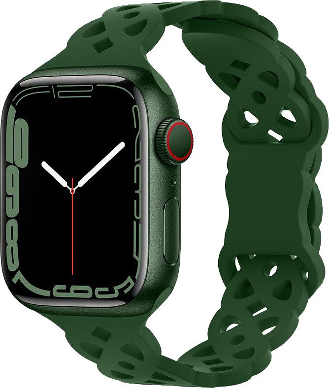 Silikonový úzký perforovaný řemínek pro Apple Watch 42/44/45/46/49mm Barevná varianta: Tmavě zelený