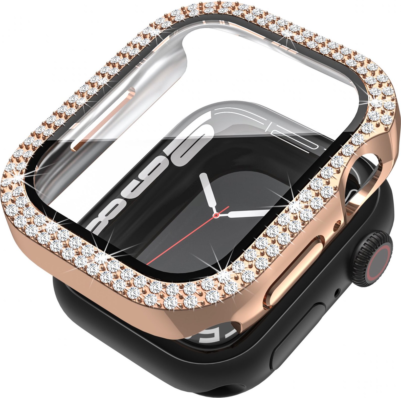 Ochranné dvojité kamínkové pouzdro se sklíčkem pro Apple Watch 40mm Barva: Růžovo-zlatý