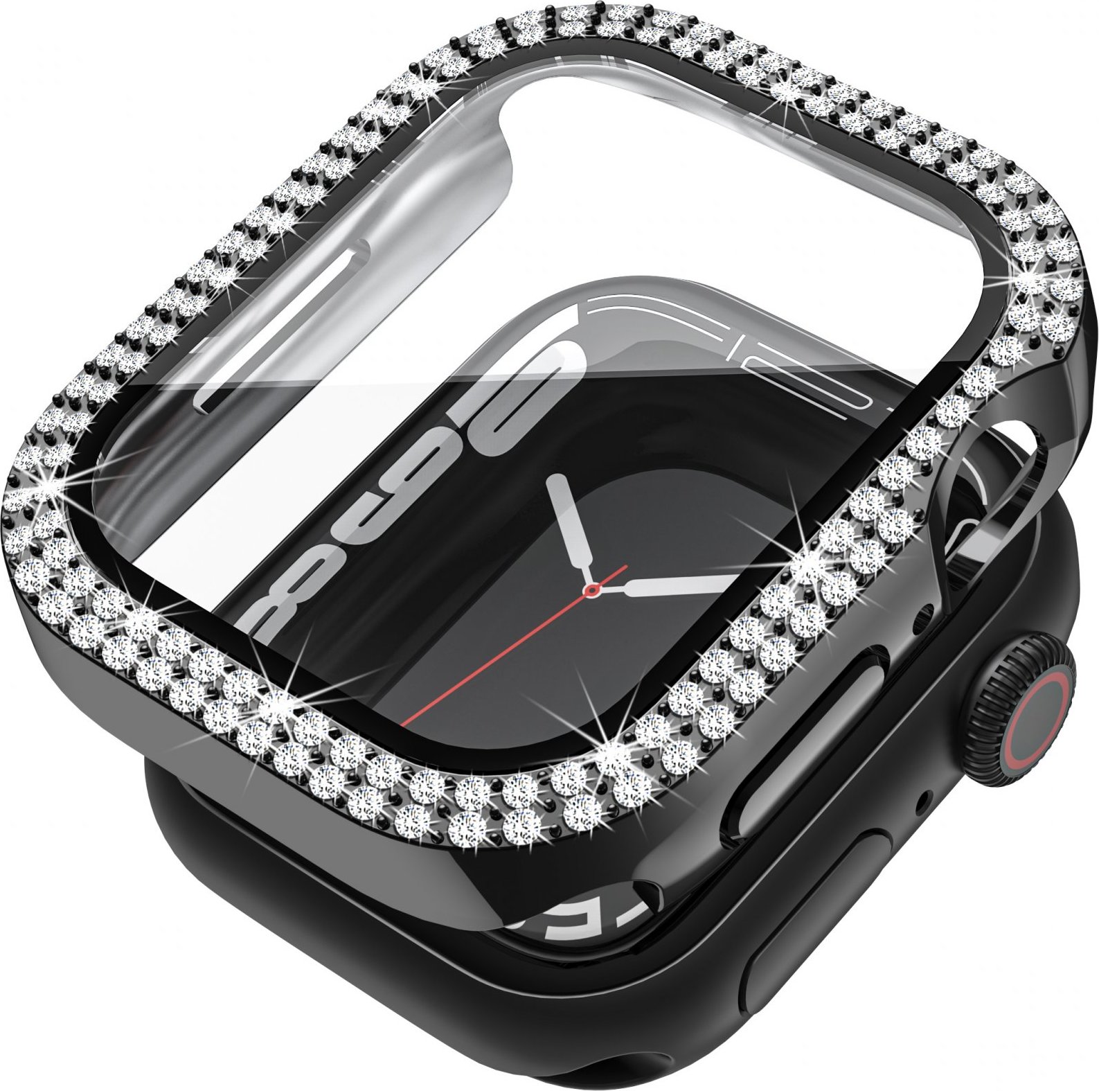 Ochranné dvojité kamínkové pouzdro se sklíčkem pro Apple Watch 44mm Barva: černý