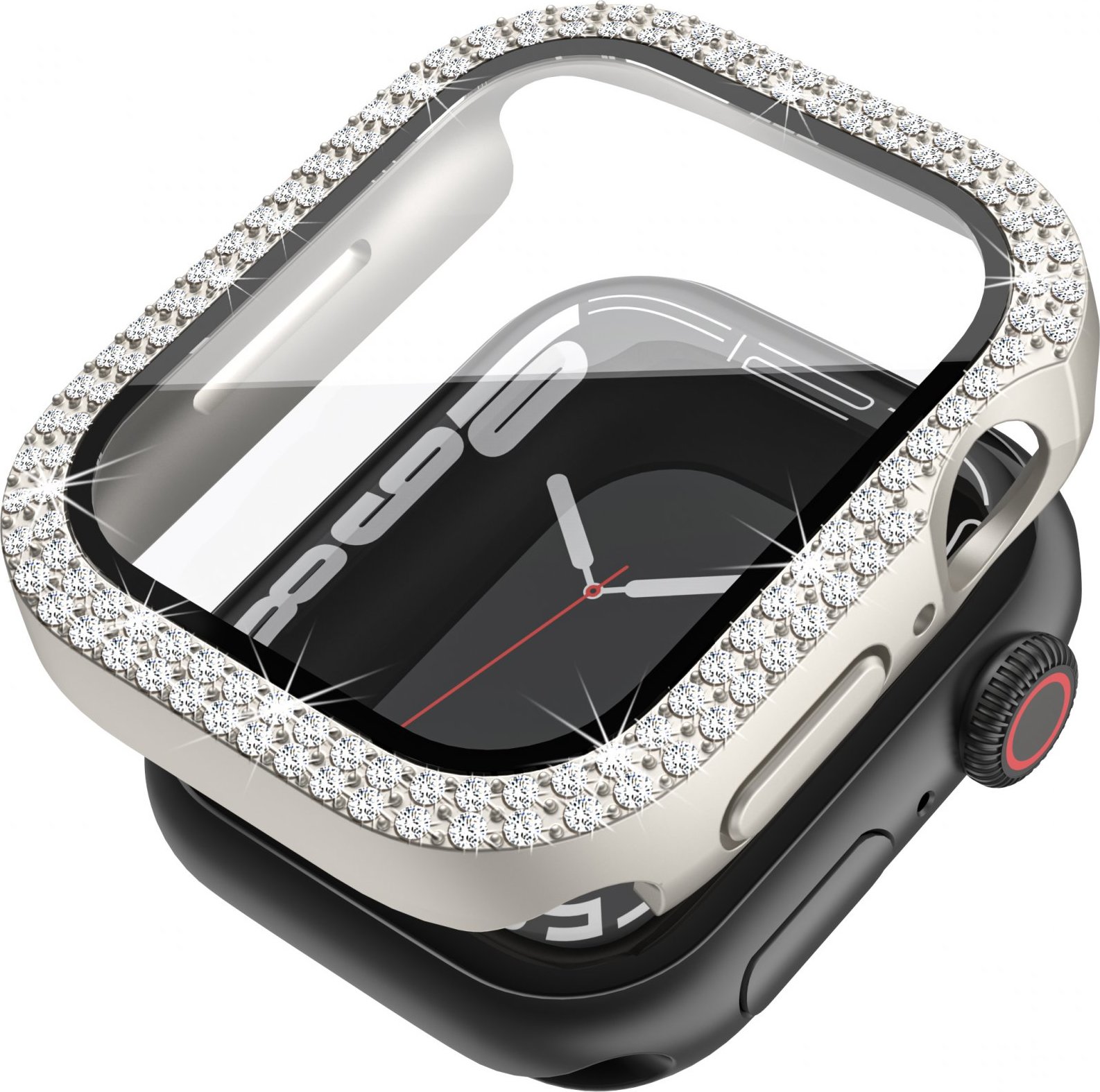 Ochranné dvojité kamínkové pouzdro se sklíčkem pro Apple Watch 45mm Barva: Hvězdně bílý