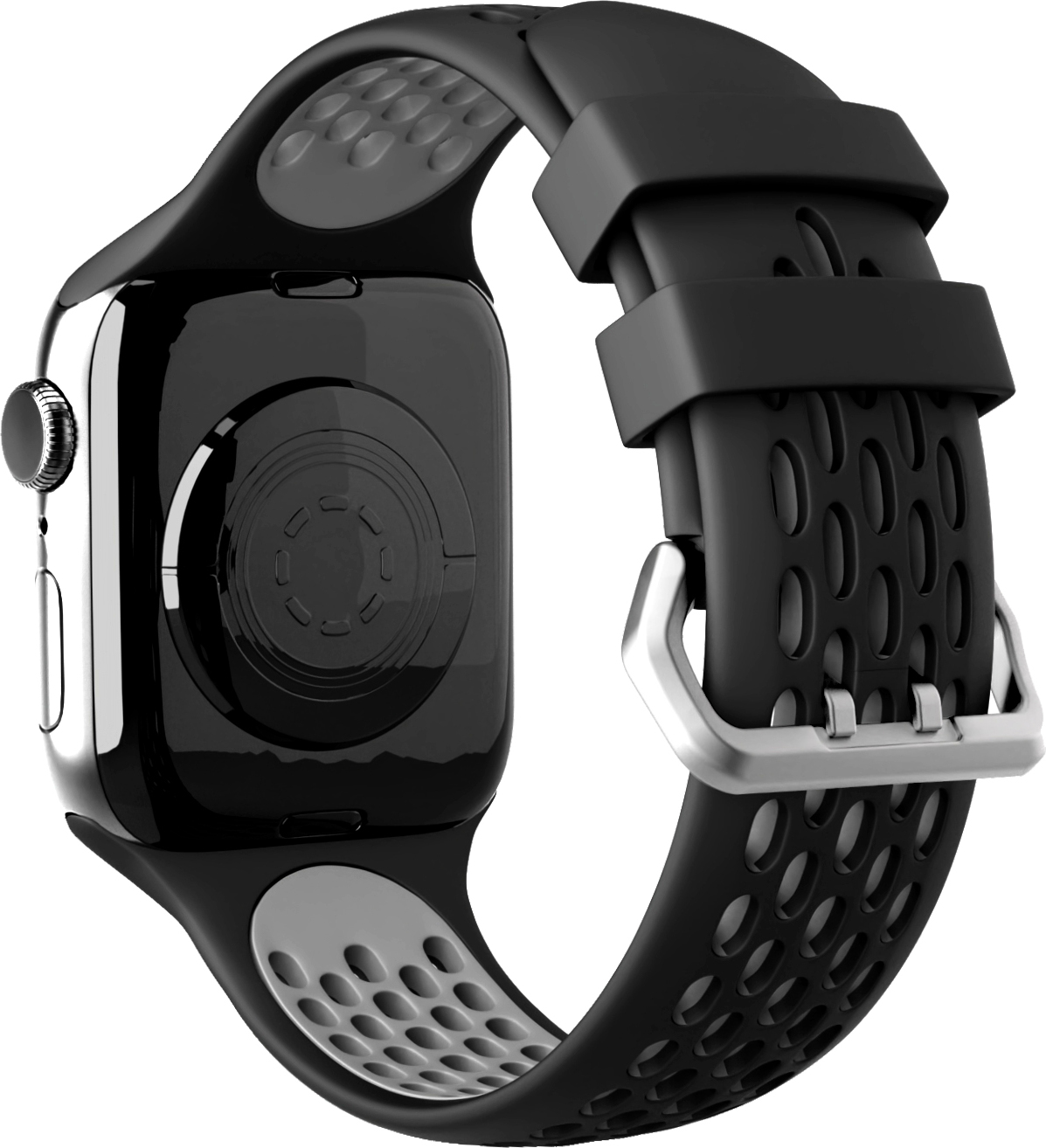 Perforovaný řemínek s dvojitým zapínáním pro Apple Watch 38/40/41/42(S10)mm Barevná varianta: Černo-Šedý