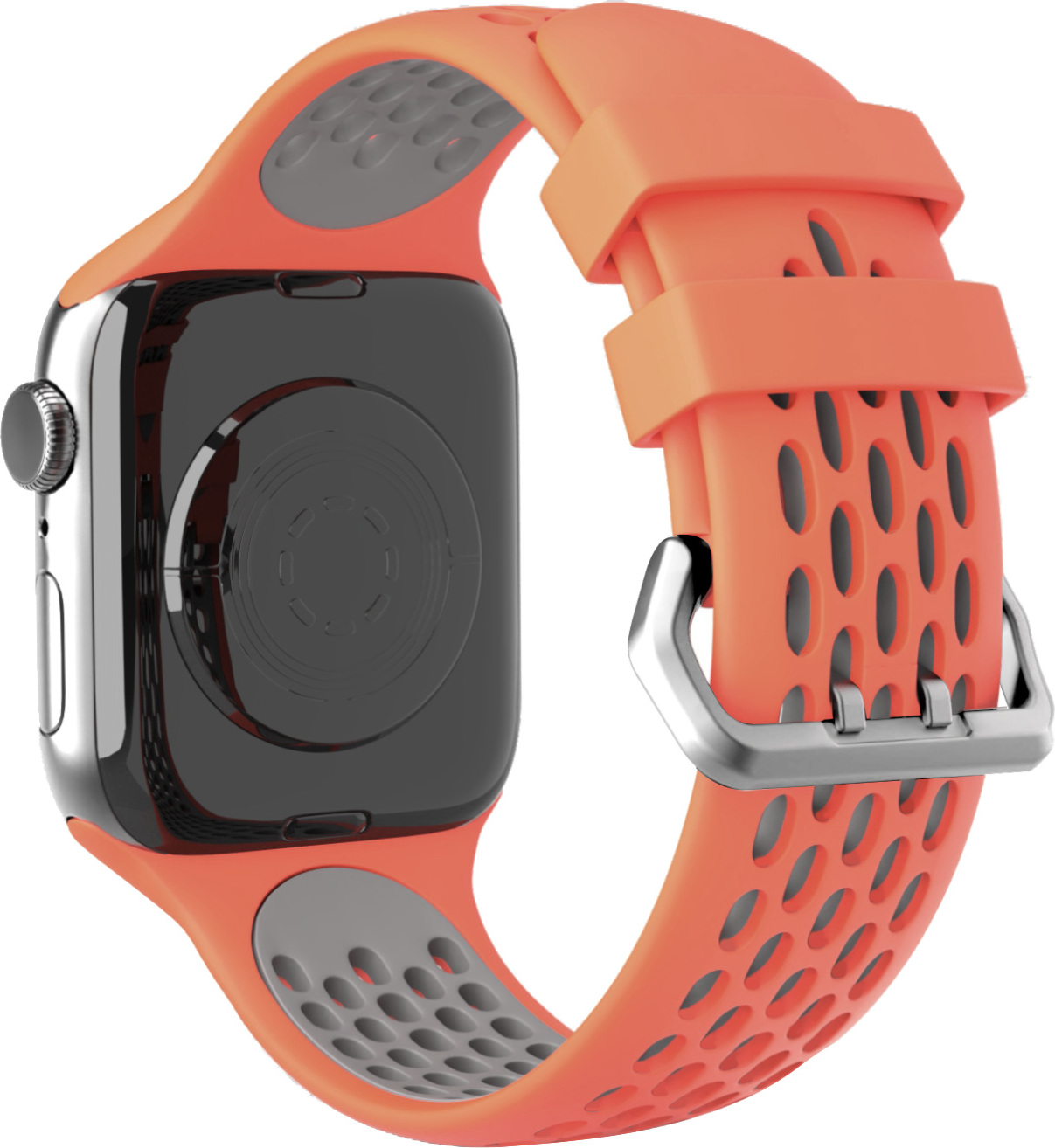 Perforovaný řemínek s dvojitým zapínáním pro Apple Watch 38/40/41/42(S10)mm Barevná varianta: Oranžovo-Šedý
