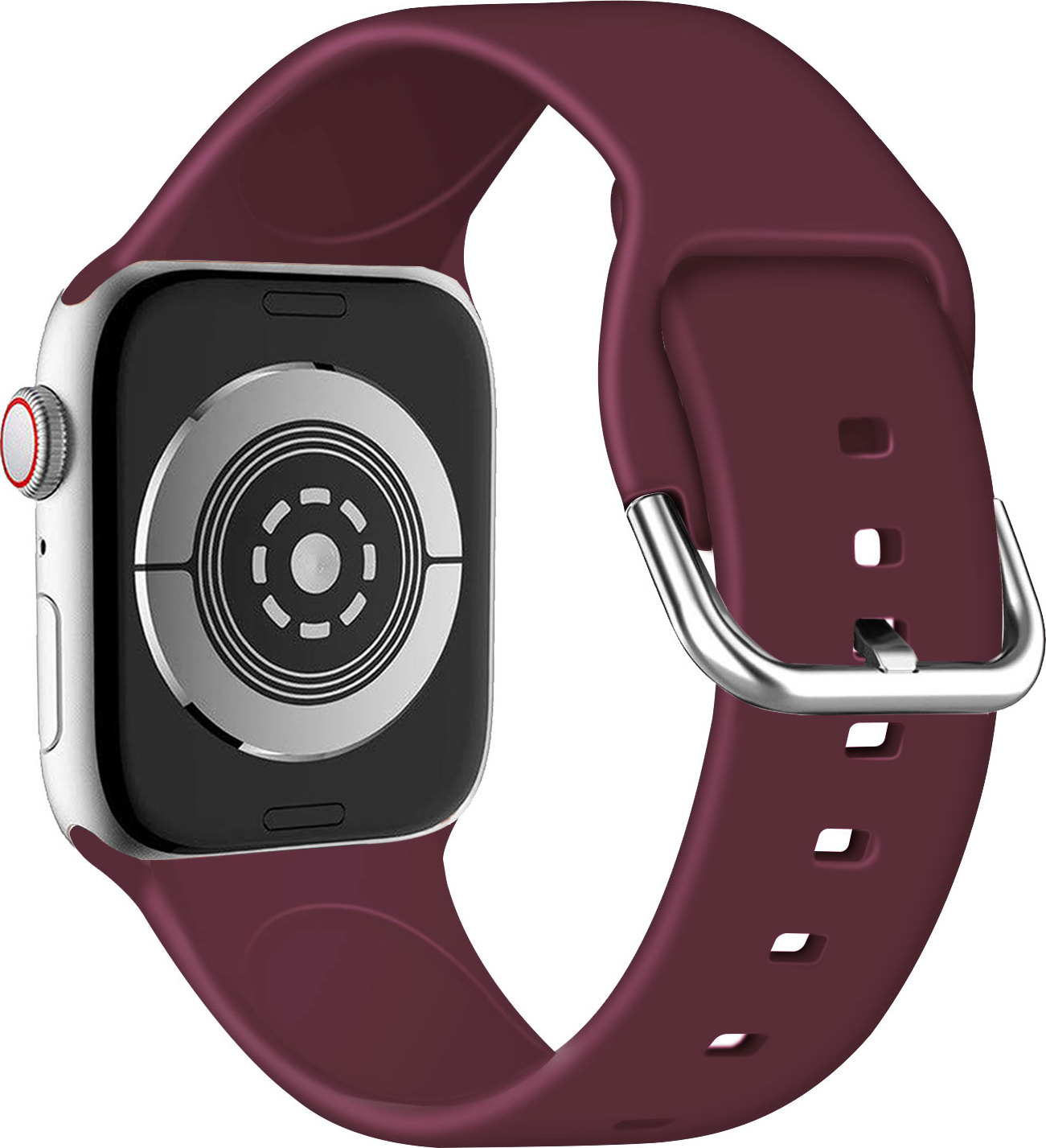 Jednobarevný řemínek s přezkou pro Apple Watch 42/44/45/46/49mm Barva náramku: Vínová (Světlejší červeno-hnědá)