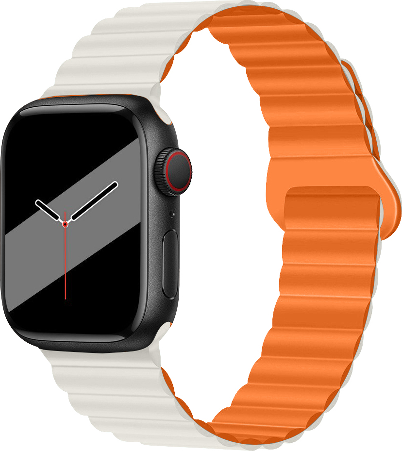 Silikonový magnetický řemínek pro Apple Watch 38/40/41/42(S10)mm Barva: Béžovo-oranžová