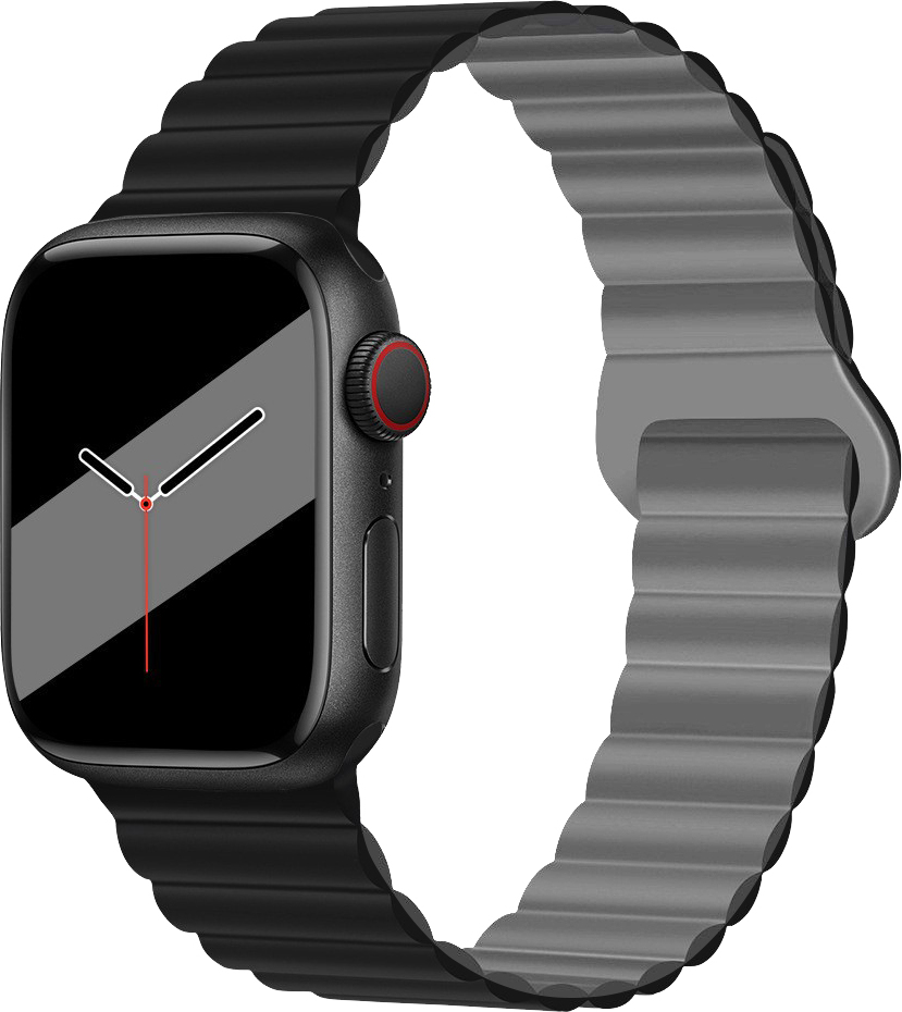Silikonový magnetický řemínek pro Apple Watch 38/40/41/42(S10)mm Barva: Černo-šedá