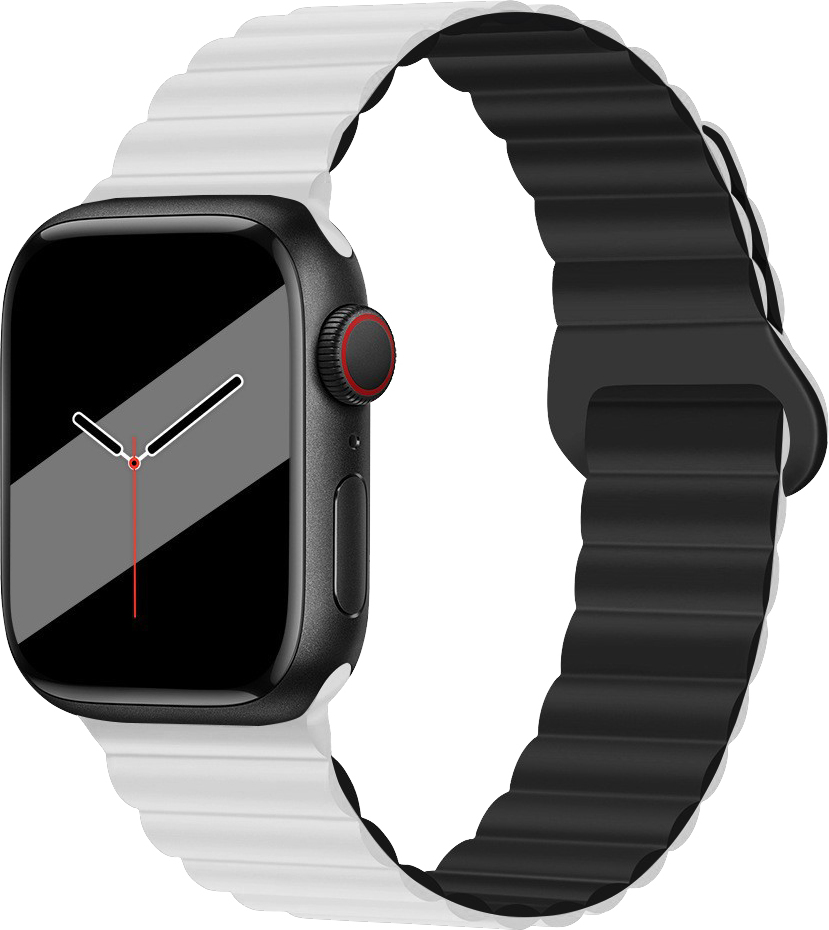 Silikonový magnetický řemínek pro Apple Watch 42/44/45/46/49mm Barva: Bílo-černá