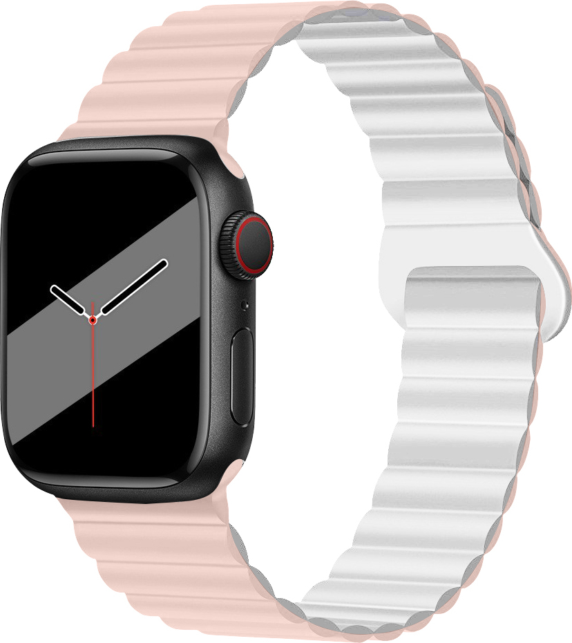 Silikonový magnetický řemínek pro Apple Watch 42/44/45/46/49mm Barva: Růžovo-Bílá