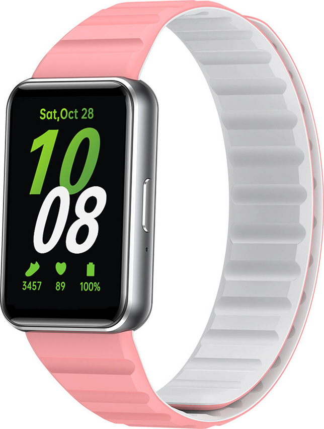 Silikonový magnetický řemínek pro Samsung Galaxy Fit 3 Barva: Růžovo-Bílá
