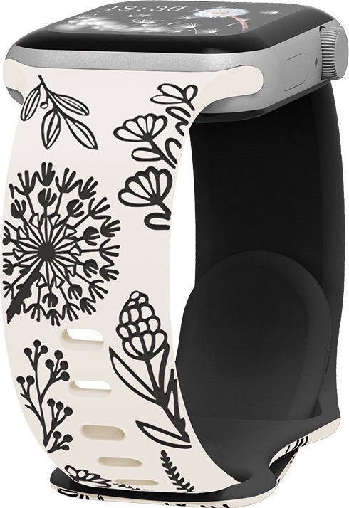 Řemínek gravírované pampelišky pro Apple Watch 42/44/45/46/49mm Barva: Béžovo-černá