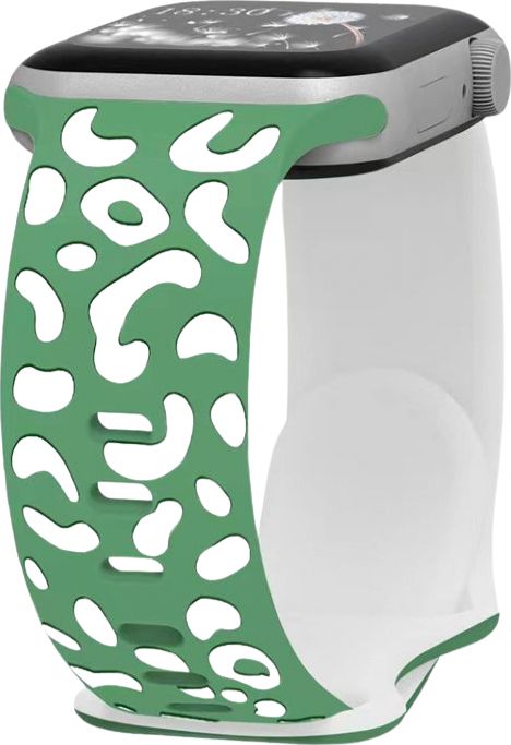 Gravírované zvířecí vzory řemínek pro Apple Watch 42/44/45/46/49mm Barva: Zeleno-Bílá