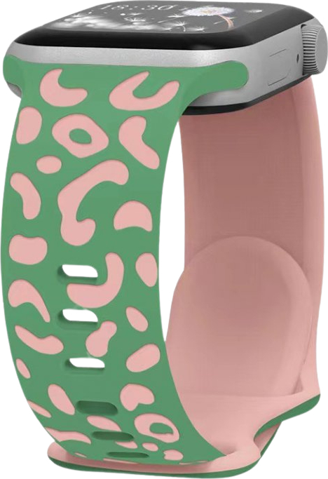 Gravírované zvířecí vzory řemínek pro Apple Watch 38/40/41/42(S10)mm Barva: Zeleno-růžová