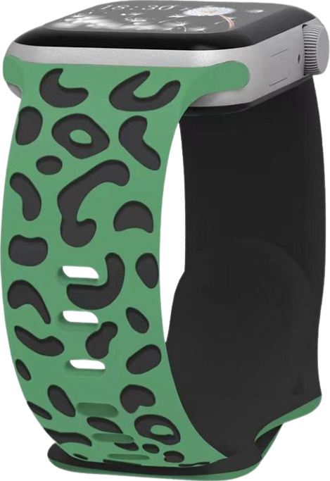 Gravírované zvířecí vzory řemínek pro Apple Watch 38/40/41/42(S10)mm Barva: Zeleno-černá