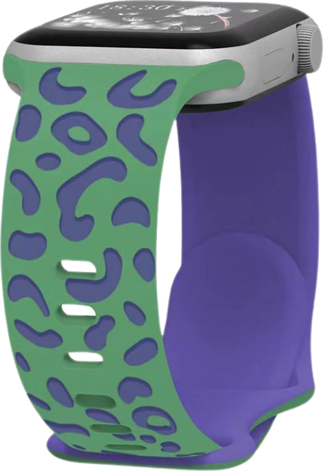 Gravírované zvířecí vzory řemínek pro Apple Watch 38/40/41/42(S10)mm Barva: Zeleno-fialová