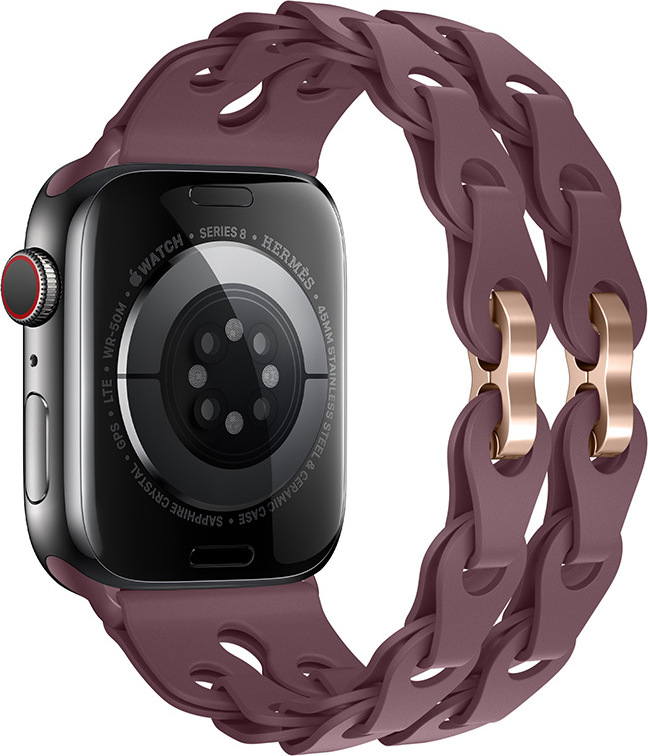 Silikonový řetízkový řemínek pro Apple Watch 42/44/45/46/49mm Barva náramku: Švestková