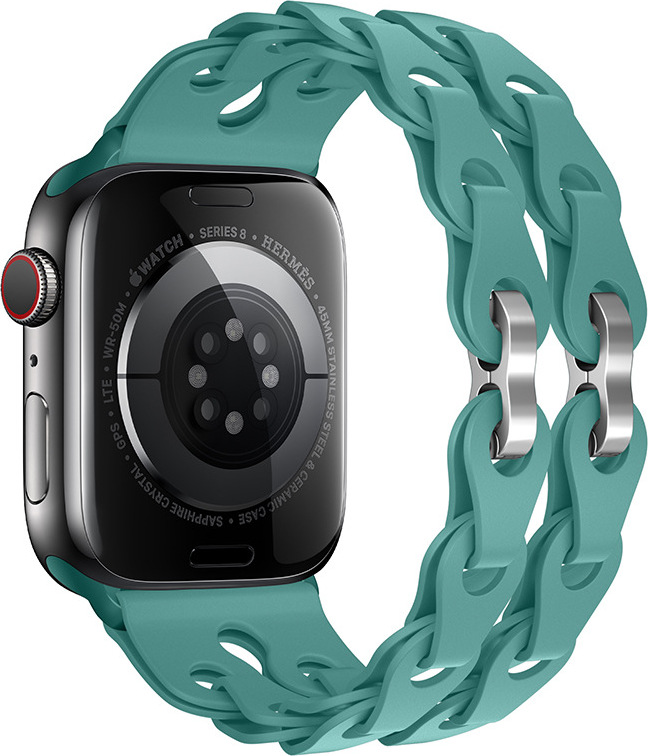 Silikonový řetízkový řemínek pro Apple Watch 42/44/45/46/49mm Barva náramku: Tlumená zelená