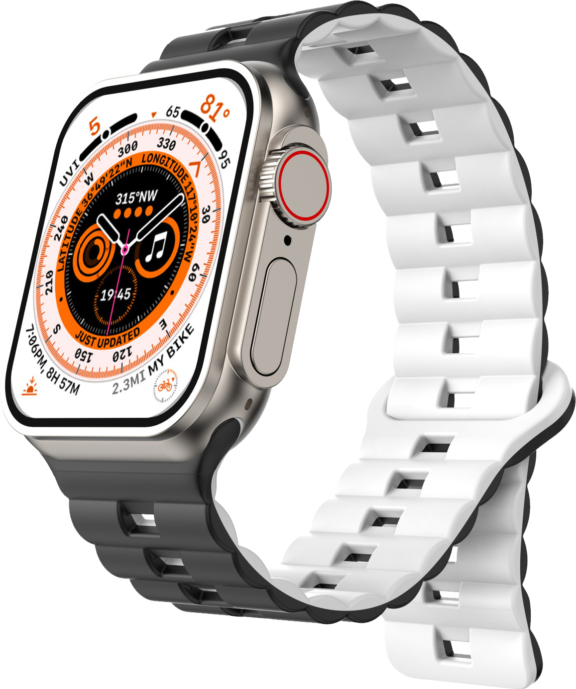 Magnetický silikonový řemínek pro Apple Watch 38/40/41/42(S10)mm Barva: Černo-Bílý