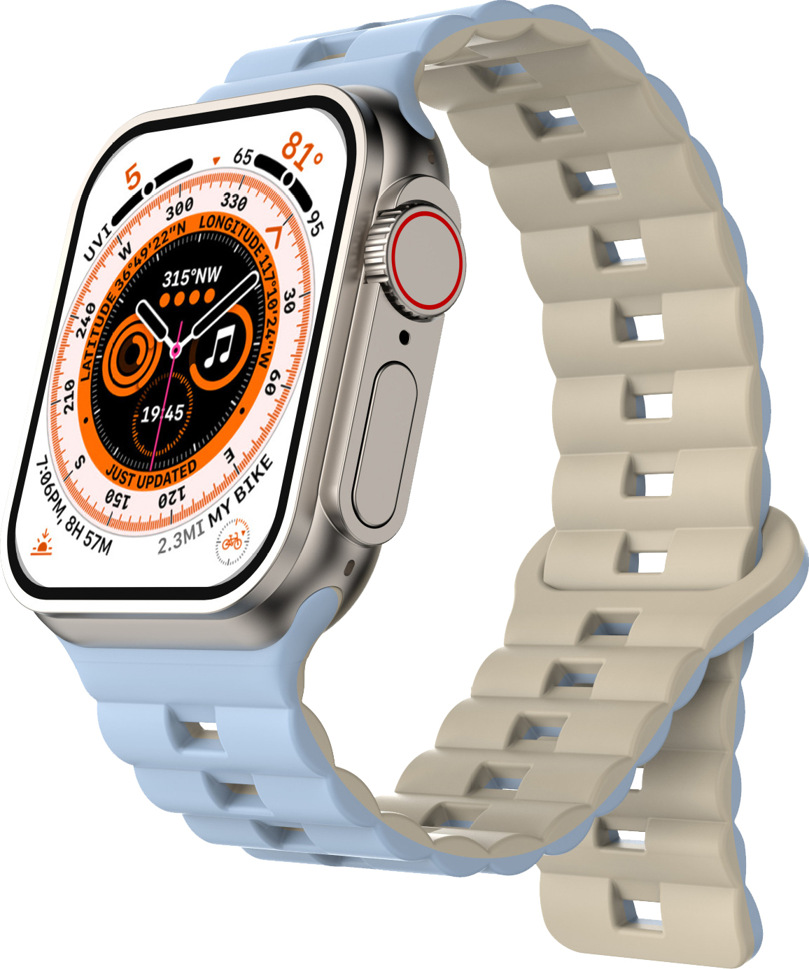 Magnetický silikonový řemínek pro Apple Watch 38/40/41/42(S10)mm Barva: Modro-béžový