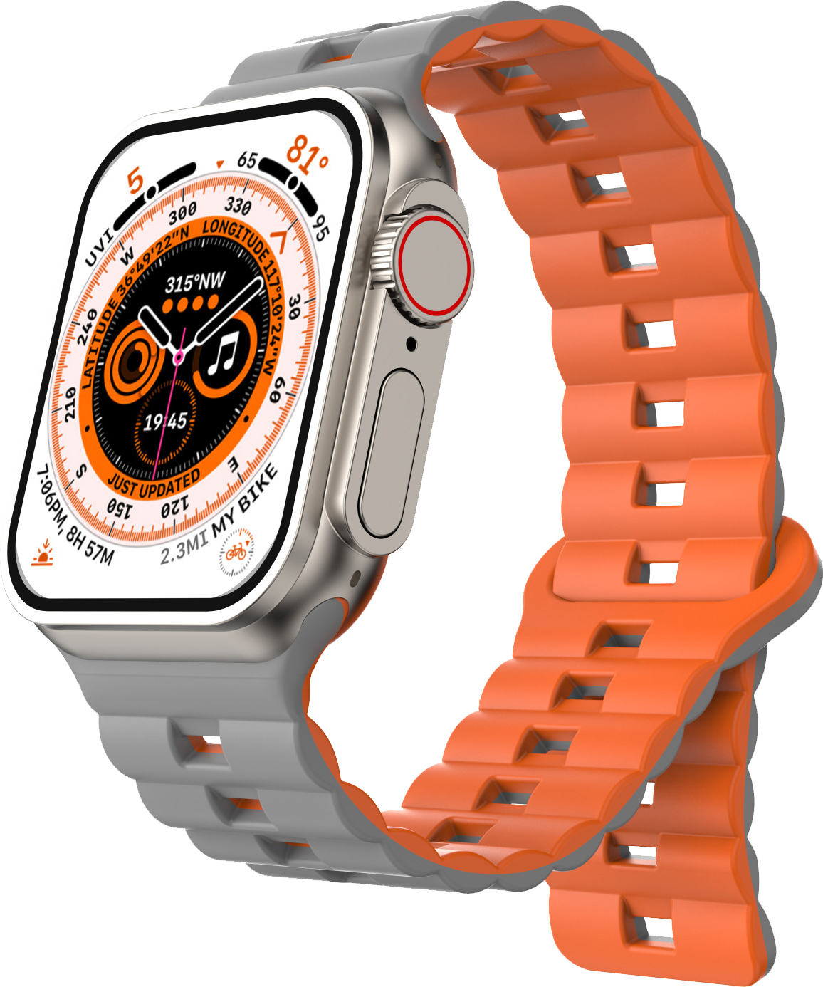 Magnetický silikonový řemínek pro Apple Watch 38/40/41/42(S10)mm Barva: Šedo-oranžový