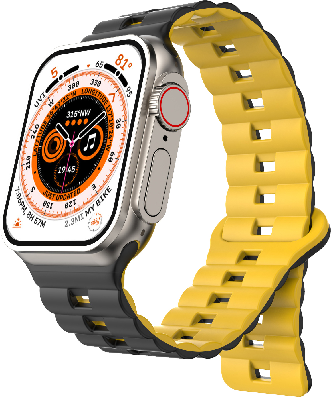 Magnetický silikonový řemínek pro Apple Watch 42/44/45/46/49mm Barva: Černo-žlutý