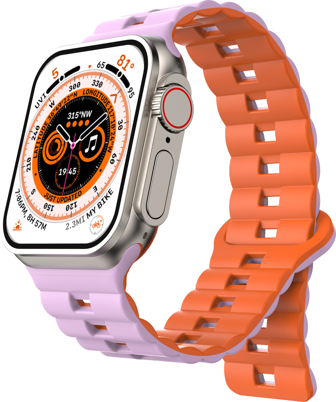 Magnetický silikonový řemínek pro Apple Watch 42/44/45/46/49mm Barva: Fialovo-oranžový