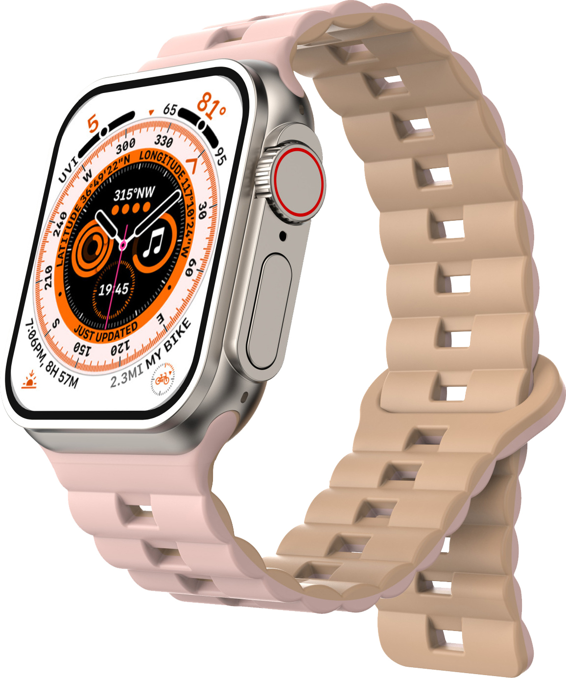 Magnetický silikonový řemínek pro Apple Watch 42/44/45/46/49mm Barva: Růžovo-béžový