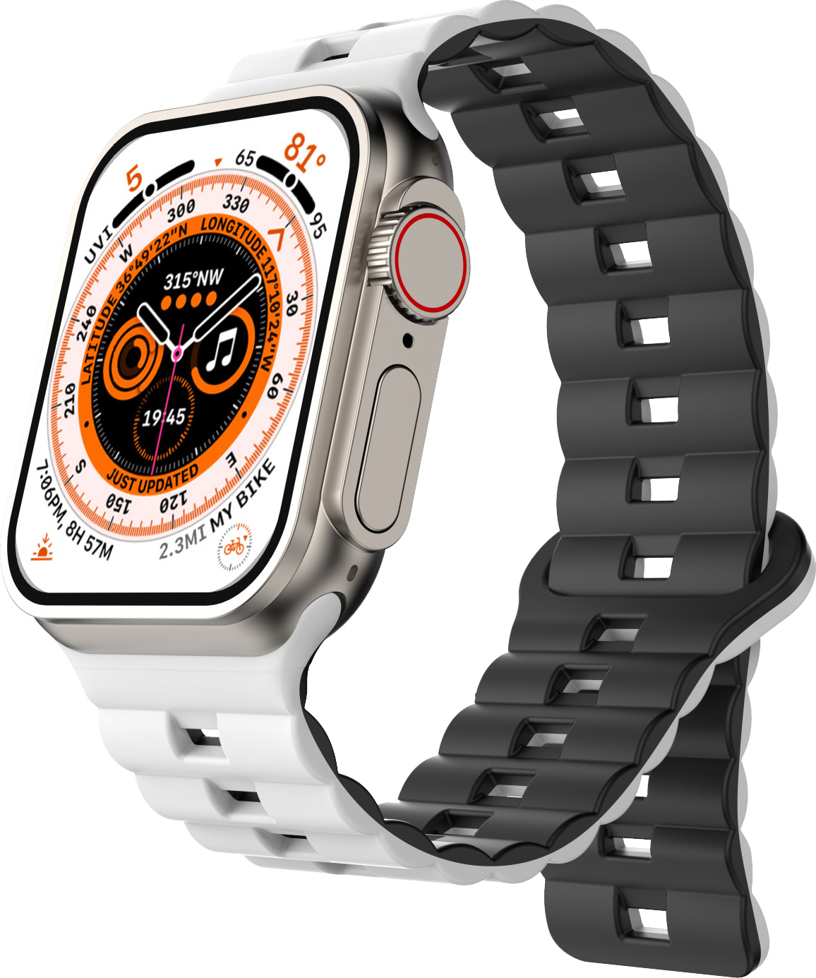 Magnetický silikonový řemínek pro Apple Watch 42/44/45/46/49mm Barva: Bílo-Černý