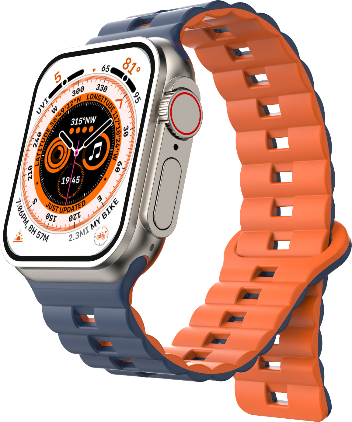 Magnetický silikonový řemínek pro Apple Watch 42/44/45/46/49mm Barva: Modro-oranžový