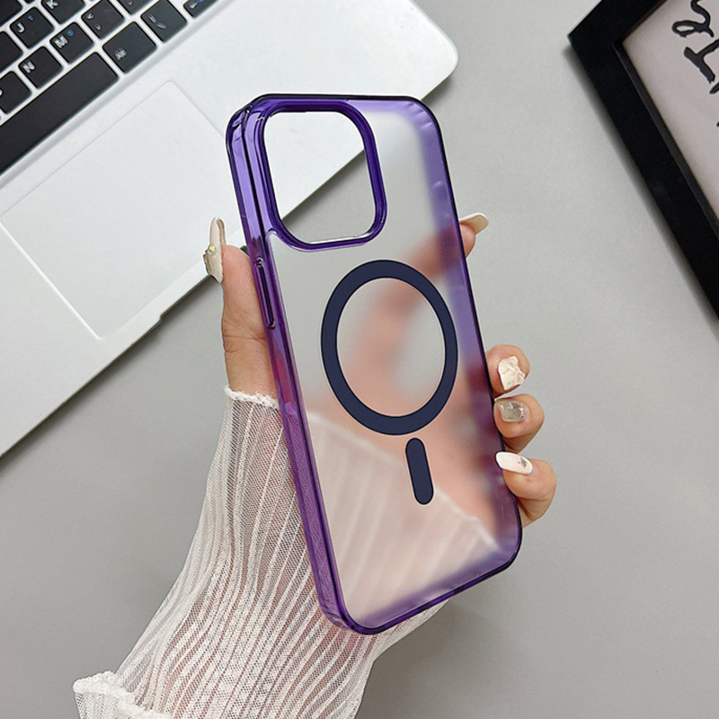 Magsafe průhledně fialový kryt pro iPhone 15 Pro