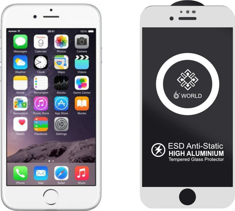 ESD 3D Ochranné tvrzené sklo bílé na iPhone 7+/8+