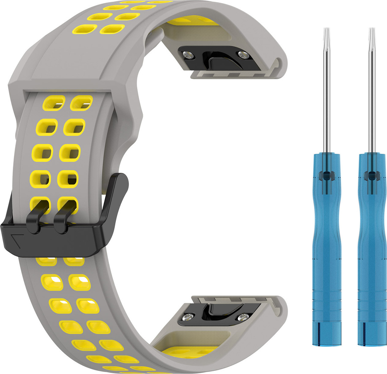 QuickFit perforovaný řemínek s přezkou 20mm Barevná varianta: Šedo-Žlutý