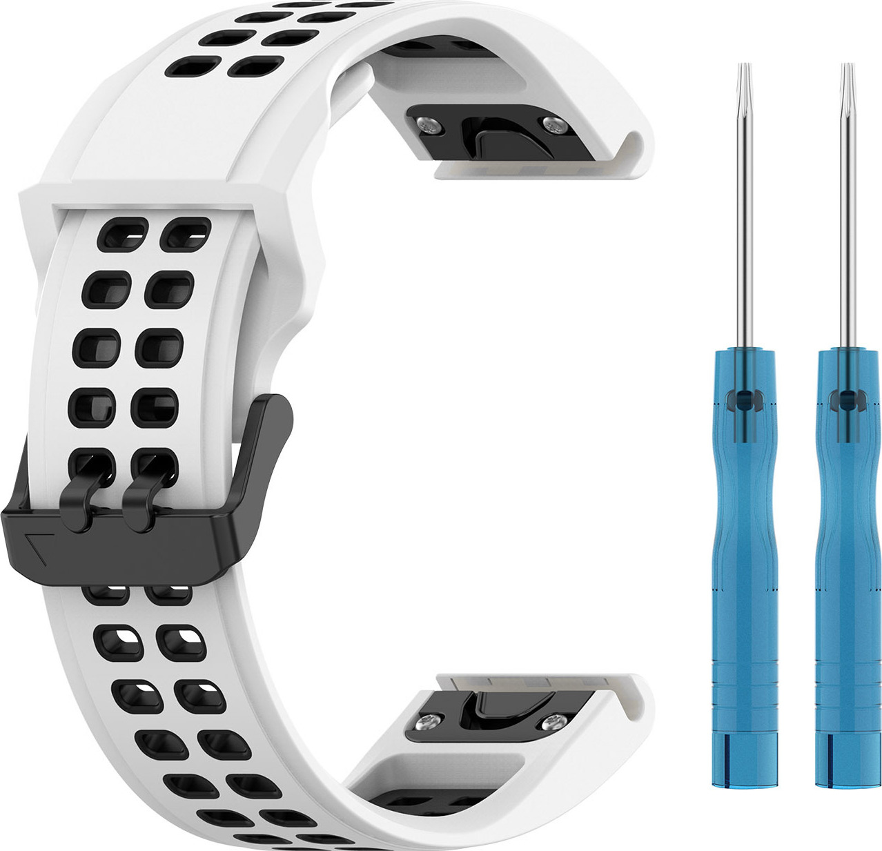 QuickFit perforovaný řemínek s přezkou 22mm Barevná varianta: Bílo-Černý