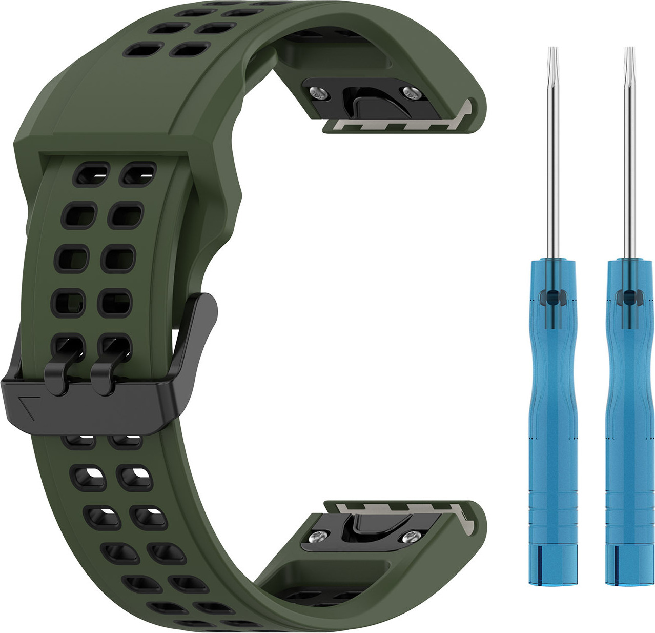 QuickFit perforovaný řemínek s přezkou 22mm Barevná varianta: Khaki-černý