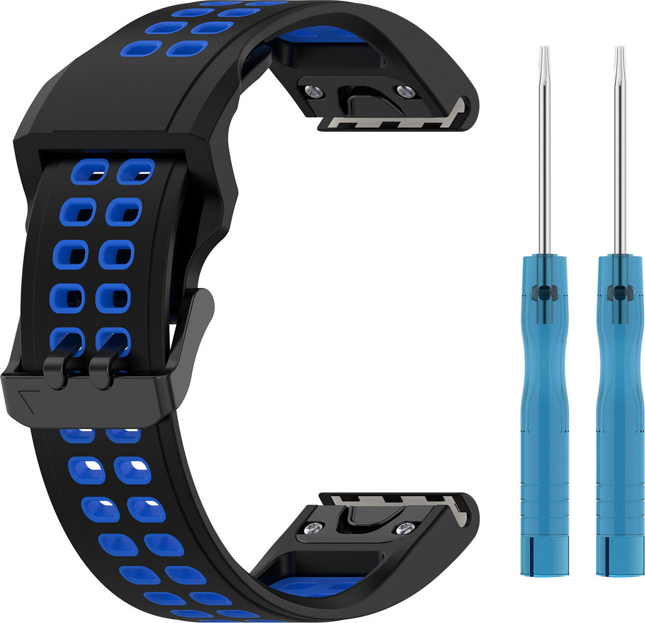 QuickFit perforovaný řemínek s přezkou 22mm Barevná varianta: Černo-Modrý