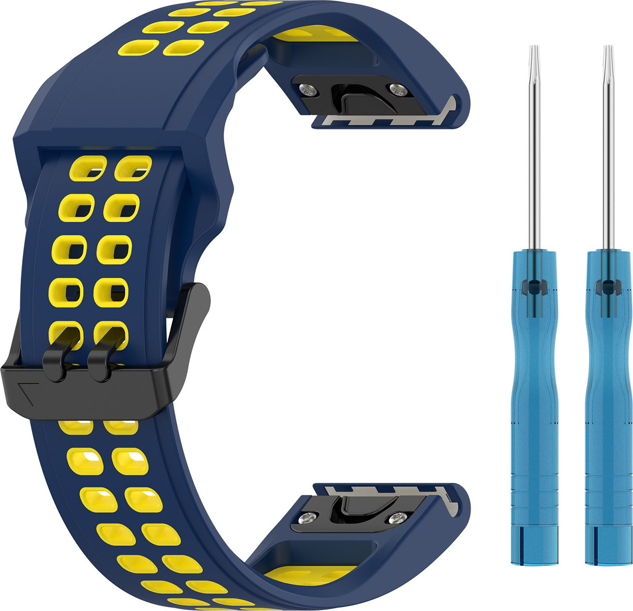 QuickFit perforovaný řemínek s přezkou 22mm Barevná varianta: Tmavěmodro-žlutý