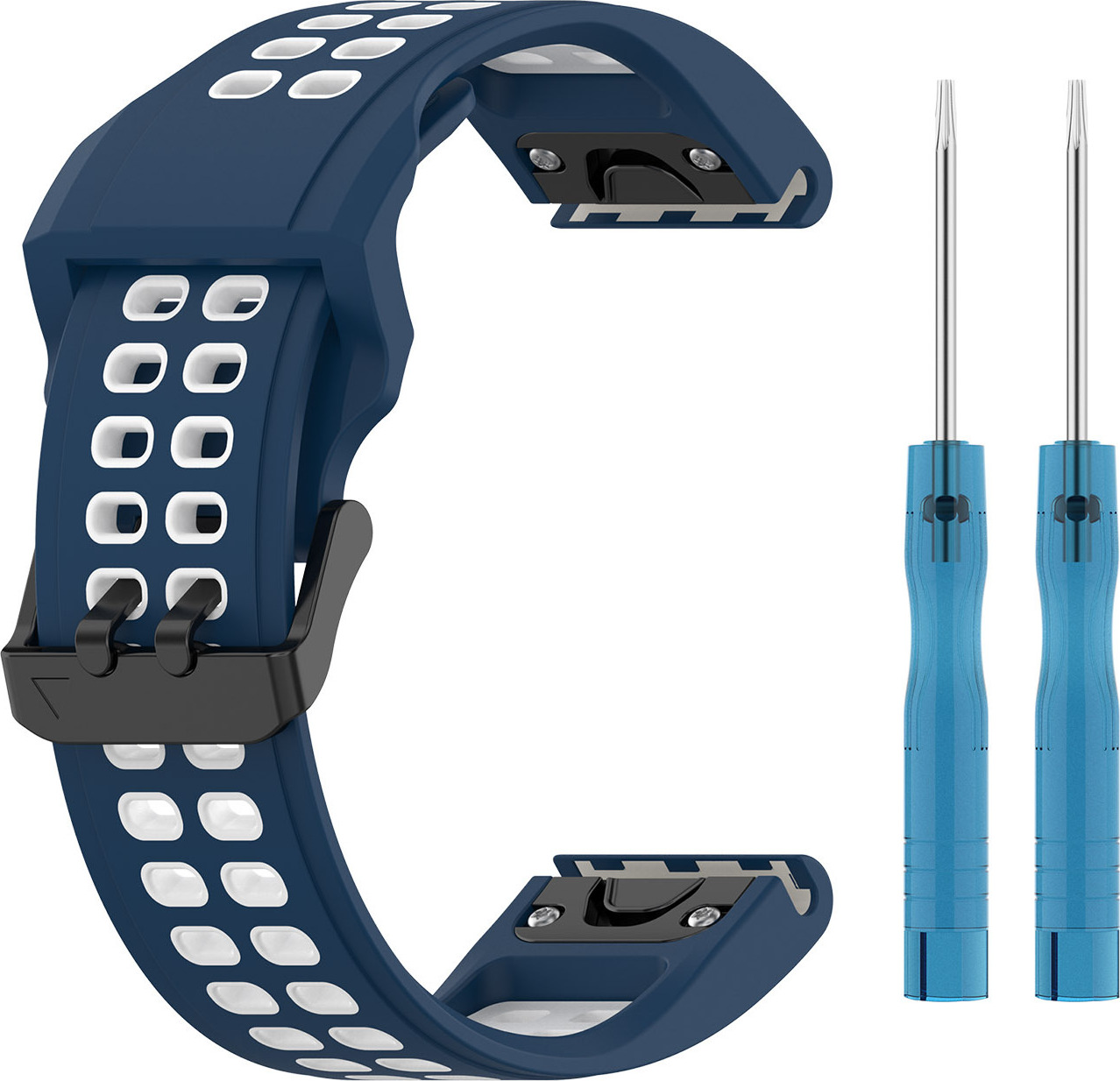 QuickFit perforovaný řemínek s přezkou 26mm Barevná varianta: Tmavěmodro-Bílý