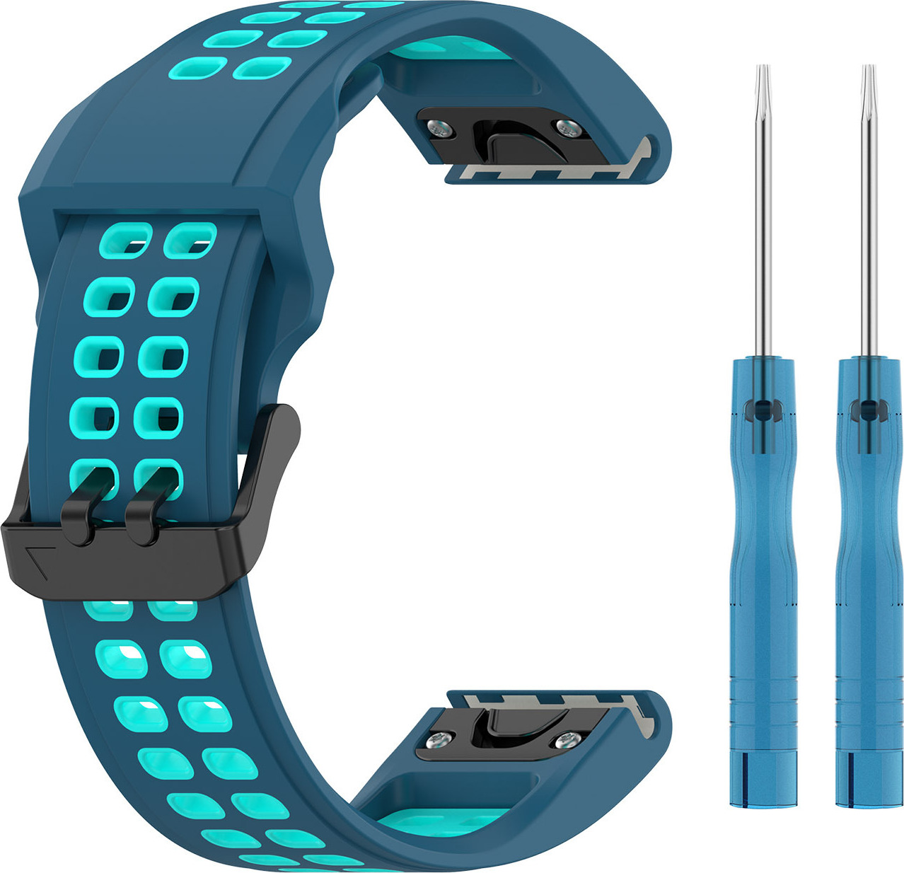 QuickFit perforovaný řemínek s přezkou 26mm Barevná varianta: Tyrkysovo-modrý