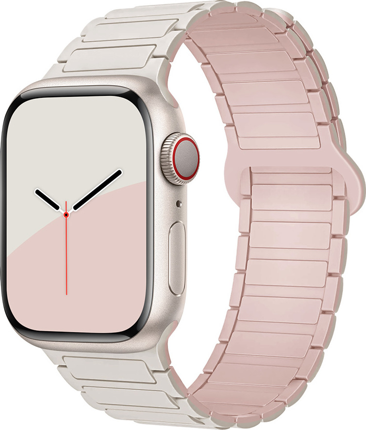 Dvojbarevný magnetický řemínek pro Apple Watch 42/44/45/46/49mm Barva: Béžovo-růžový